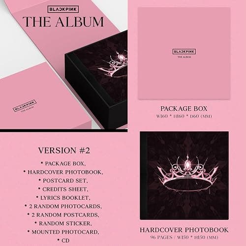 THE ALBUM 1st FULL ALBUM VERSION #2 Package Box + Hardcover Photobook + Postcard Set + Credits Sheet + Lyrics Booklet + 2 Pin Badges + 4 Extra Photocards Official K-POP Sealed Album thumbnail 2