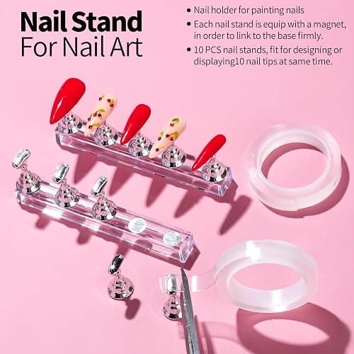 FANDAMEI Nail Art Brushes, Nail Brush Set With Nail Stand, Nail Holder For Painting Nails, Nail Art Tools, Nail Design Tools, 11PCS Nail Brushes For Nail Art, 5PCS Nail Dotting Tool, Nail Art Palette thumbnail 7