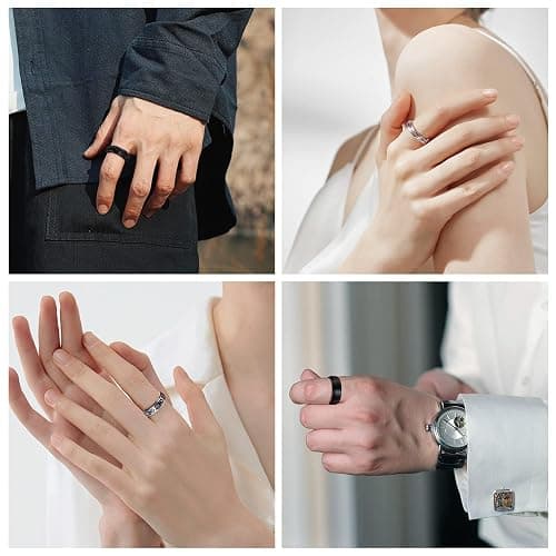 Stainless Steel Fidget Anxiety Ring for Women Men Fidget Spinner Rings Moon Star Celtic Stress Relieving Spinning Ring Wedding Band Rings Set,4-6Pcs, Stainless Steel, No Gemstone thumbnail 5