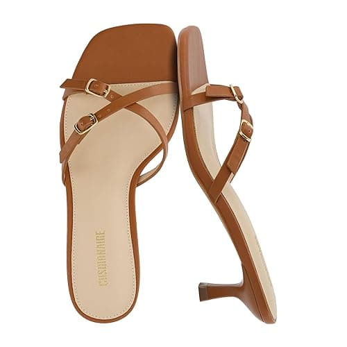 CUSHIONAIRE Women's Milan Kitten Heel Sandals +Memory Foam, Wide Widths Available