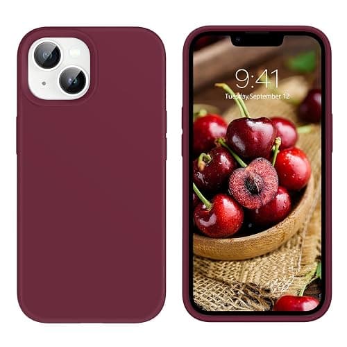 GUAGUA Case for iPhone 14 6.1-inch Liquid Silicone Soft Gel Rubber Slim Thin Microfiber Lining Cushion Texture Cover Shockproof Protective Cases for iPhone 14 2022 Burgundy - Image 1