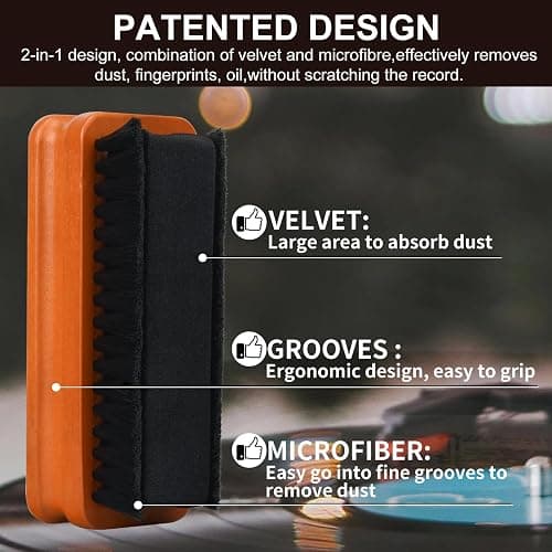 6-in-1 Vinyl Record Cleaning Kit | Vinyl Record Cleaner Kit – Includes 2in1 Velvet Microfiber Brush, Soft Antistatic Nano Fiber Brush, Cleaning Liquid, Duster & Stylus Brush, Storage Box, for Records thumbnail 4
