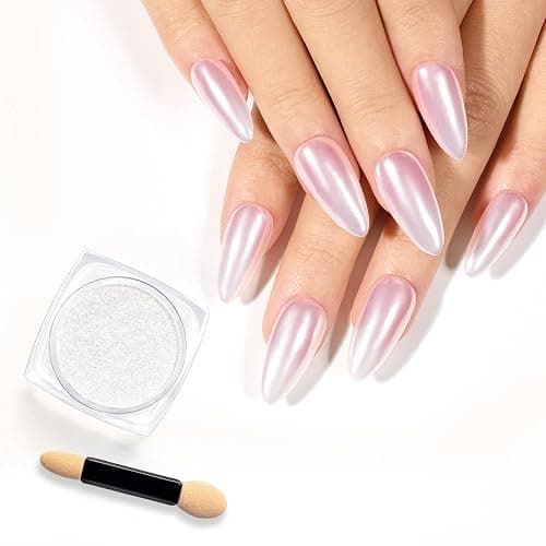 Beetles Silver Aurora Chrome Nail Powder Pearl Mirror Effect 1g Chrome Powder for Gel Nail Polish Silver Manicure Crome Nails Glazed Nails Art Design Gift for Women - Image 1