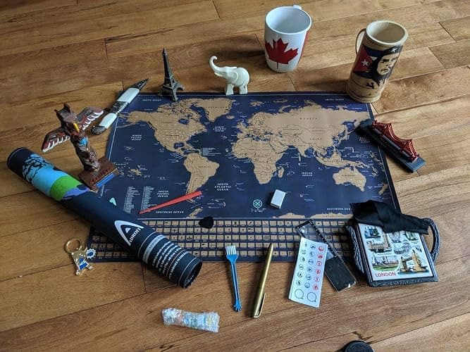 Adroit World Scratch Map of the World, Large 24x17 Scratch Off Map Poster For Travellers, with US States and Canada Provinces, Travel Map with Pins, Includes All Country Flags thumbnail 2