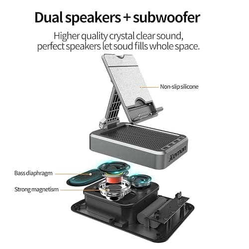 Jteman Wireless Bluetooth Speaker Tablet Stand, Adjustable with Bluetooth Speakers,Gifts for Women Men,Kitchen Gadget for Men,Compatible with Phones and Tablet (4.0-12.9'') - Graphite thumbnail 7