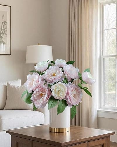 LA.PONEE Premium Pink Peonies Artificial Flowers, Fake Silk Peony Flowers with Stems, Faux Florals for Wedding Bridal Bouquets, Floral Arrangements, Table Centerpieces, Home Decorations thumbnail 8
