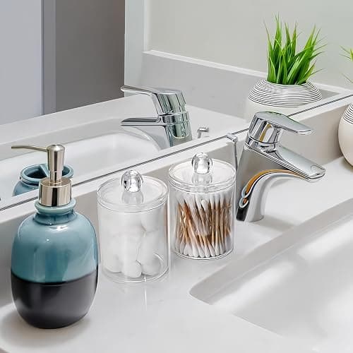 MIEGUIWOR 3 Wattestäbchen Behälter und Wattepadspender aus Hochwertigem PET – Klar, Staubdicht und Langlebig – Ideal für Kosmetik, Q-Tips und Make-up – für Bad, Schminktisch und Büro (transparent,D) thumbnail 8