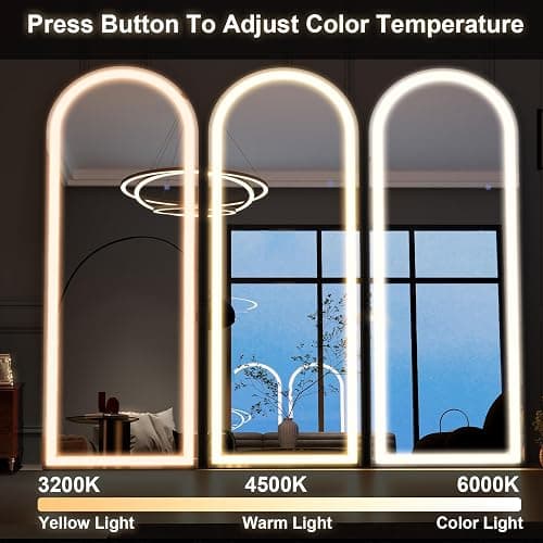 GLSLAND Arched LED Full Length Mirror 64" x 21" Full Body Mirror with Stand Wall Mounted Hanging Mirror with Lights Free Standing Floor Mirror for Bedroom thumbnail 5