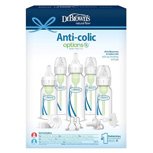 Dr. Brown's Natural Flow Anti-Colic Options+ Narrow Baby Bottle Gift Set with Advantage Pacifier & Bottle Travel Caps, 0m+ thumbnail 11