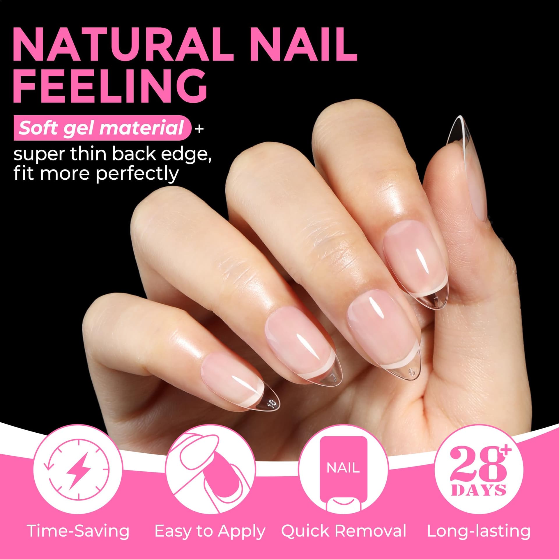 UNA GELLA Short Almond Fake Nails 21 6pcs Pre-shape Gel Acrylic Nail Tips for Full Cover Nail Extension Home DIY Nail Salon 12 Sizes Gelly Tips thumbnail 4