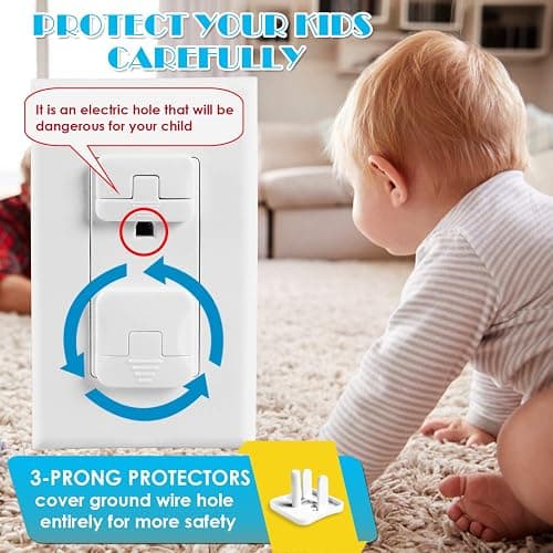 Outlet Covers Babepai 38-Pack White Child Proof Electrical Protector Safety Improved Baby Safety Plug Covers thumbnail 5