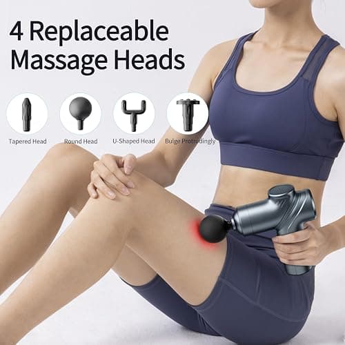 LEERCON Massage Gun Deep Tissue, Silent Brushless Motor and Portable Massage Gun with 4 Interchangeable Heads for Deep Muscle Relief and Relaxation, Relax Gift thumbnail 6