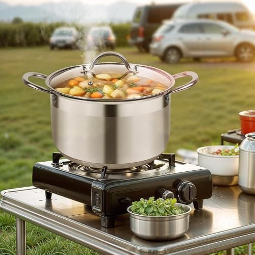 Kirecoo Stainless Steel Stock Pot - 8 Quart Heavy Duty Induction Cooking Pot with Visible Lid for Pasta, Soup, Spaghetti, Nonstick Thick Bottom Big Stockpot, Deep Cookware for Canning, Boiling, Simmer thumbnail 2