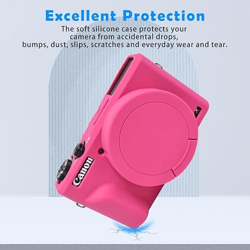 Camera Case for Canon Powershot G7 X Mark III Digital Camera, Silicone Soft Camera Case with Button Marker Removable Lens Cover Protective Body Skin for Canon G7X III DSLR Camera Rose thumbnail 5