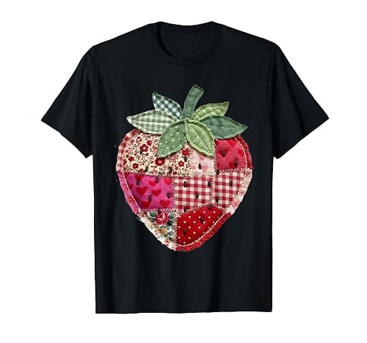 Strawberry Patchwork Vintage Strawberry Farmers Farm T-Shirt - Image 1