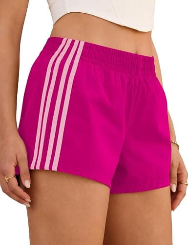 Plameil Shorts for Women Sweat Track Athletic Shorts Summer Low Rise Mini Side Stripes Gym Y2k Cute Girls Athleisure Clothing thumbnail 2