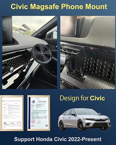wincar Designed for MagSafe Car Mount for 2026 Civic Phone Mount 2026 15W Fast Wireless Charging 11th gen Civic Phone Holder 2026 Civic Accessories Support 2022-present Civic thumbnail 2