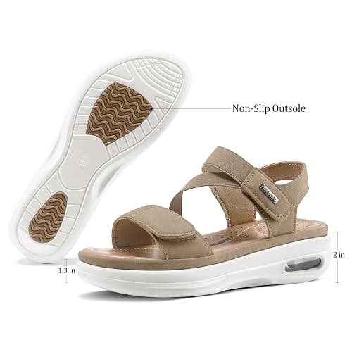 mysoft Women's Summer Walking Sandals Air Cushion Support Platform Ankle Strap Shoes Comfortable Casual Wedge Sandals thumbnail 5