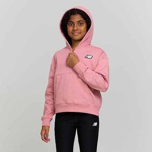 New Balance Girls Quarter Zip Up Hoodie – Soft Cotton Blended Fleece Active Youth Pullover Sweatshirt, Lined Hood thumbnail 9