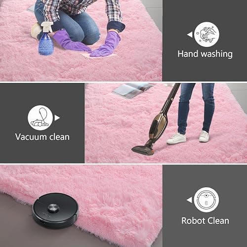 Shag Area Rugs for Bedroom Living Room,4X6 Ultra Soft Fluffy Area Rugs for Dorm, Indoor Carpet Nursery Rugs for Kids Girls Room Home Decor,Pink thumbnail 3
