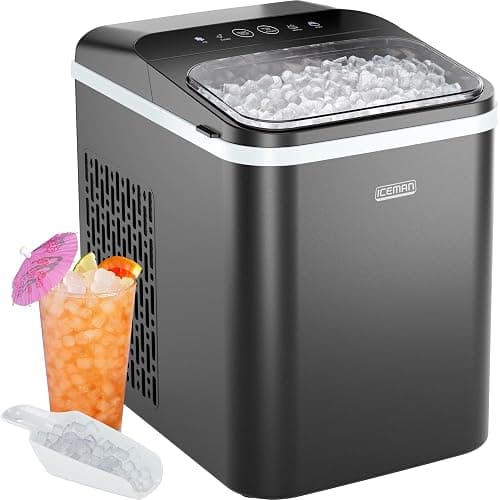 Iceman Compact Pebble Ice Machine, Countertop Nugget Ice Maker Produces Chewable Pellet Ice in 8 Minutes, Makes 26lbs/Day, One-Touch Cleaning Function with Ice Scoop/Basket Included – Black - Image 1