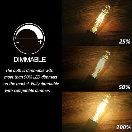LED Dimmable Edison Light Bulbs 4W, 2200K-2400K Warm White (Amber Glass) ST64, E26 Base Pack of 6 thumbnail 5