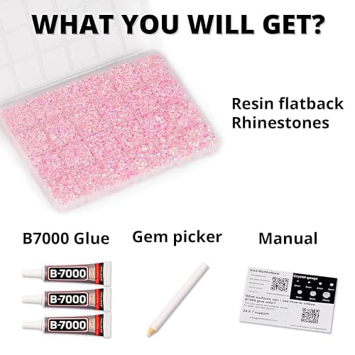 31000Pcs Pink Rhinestones for Bedazzling, Bedazzler Kit with Flatback Rhinestones for Clothes Crafting Crafts Nails, 2,3,4,5,6mm Flat Back Resin Crystal Bedazzling Kit with B 7000 Glue Clear thumbnail 2