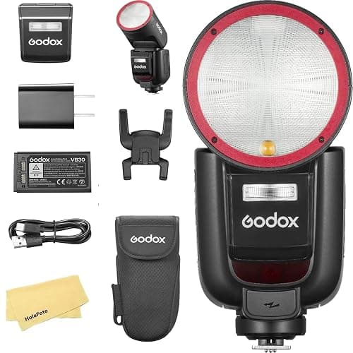Godox V1 Pro S V1Pro S USA Version Camera Flash for Sony Camera Flash Speedlite Speedlight,76Ws 2.4G TTL 1/8000 HSS,500 Full Power Flashes,1.3s Recycle Time,2980mAh Li-ion Battery,LED Modeling Lamp - Image 1
