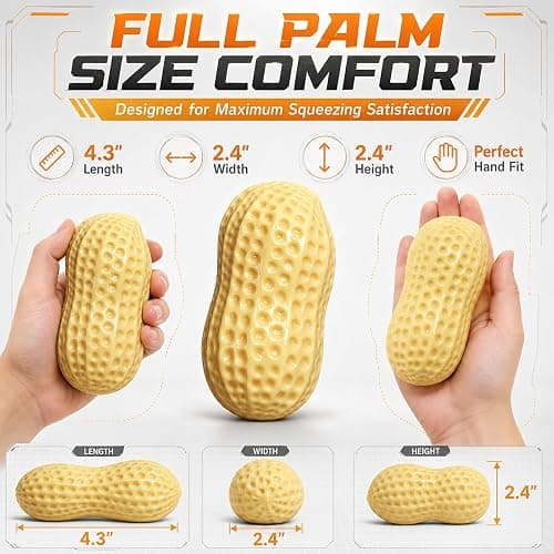 Crunchy Peanut Squishy Squeeze Toys Food-Shaped Stress Relief Squeezy Clay Large Cheese Fidget Ball Slushy Hand Squishies Juguetes para Apretar Giant Peach Bannana Mashed Potato for Adult thumbnail 5