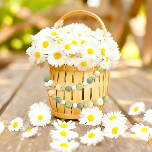 Whaline 100 Pcs Daisy Flower Silicone Beads Sage Green White Round Hexagon Loose Rubber Beads for DIY Crafts Jewelry Necklace Bracelet Keychain Making thumbnail 7