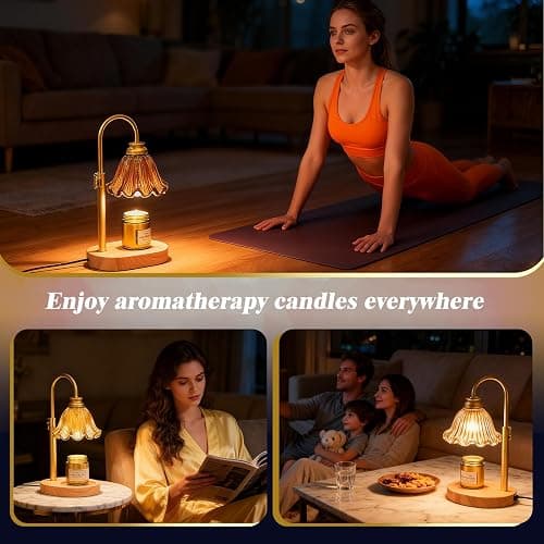 WYghyronic Candle Warmer Lamp with Timer & Dimmable 4-Level Brightness - Adjustable Height,for New Home Bedroom, Gifts for Women(Brown2) thumbnail 5