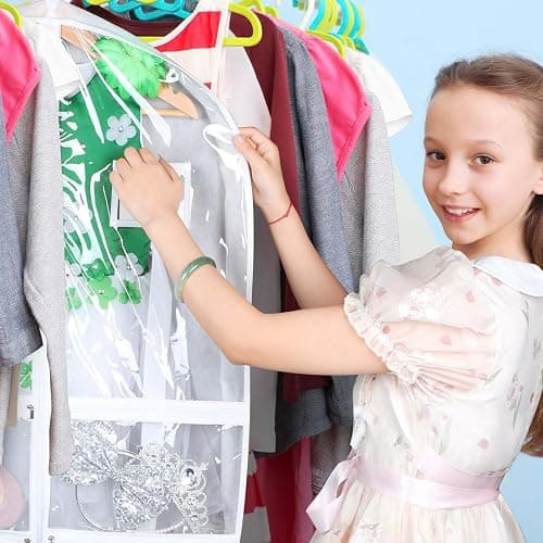 Syeeiex 3" Gusseted Dance Costume Garment Bag(5 Pack), 40'' Dance Garment Bags for Dancers with 4 Zipper Pockets & Can Hold 1-3 Dance Costumes - Suitable for Dance Competitions, Ballet(White) thumbnail 5
