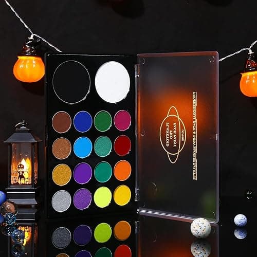 UCANBE Face & Body Paint, Water Activated SFX Makeup Palette - Extra Large White & Black Pan, Professional 18 Color Safe Non Toxic Art Painting Kit for Halloween, Cosplay, Parties, Theater & Stage thumbnail 9