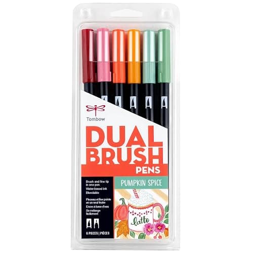 Tombow 56229 Dual Brush Pen Art Markers Pumpkin Spice 6-Pack - Image 1