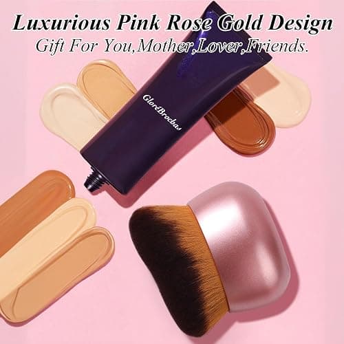 GloréBrochas 75MM Extra Large Self Tanner Kabuki Makeup Brush – Ultra Soft Dense Vegan Bristles for Body Makeup, Bronzer & Foundation–Applies Tanning Mousse, Lotion & Self Tanner–Rose Gold, Wet & Dry thumbnail 7