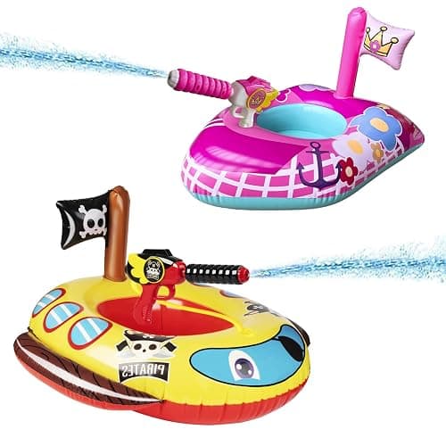 10Leccion Kids Pool Floats for Toddlers Ages 3-8, Fun Summer Water Toys - Pirate Ship+ Princess Yacht - Image 1
