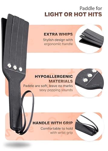 Breathable Mouth Ball for Women, Faux Leather Paddle for Couples, Adult Set for Bedroom Play thumbnail 9