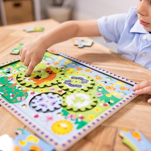 Melissa & Doug Wooden Animal Chase Jigsaw Spinning Gear Puzzle – 24 Pieces Wooden Puzzle for Toddlers and Preschoolers, for Boys and Girls Ages 3+ thumbnail 7