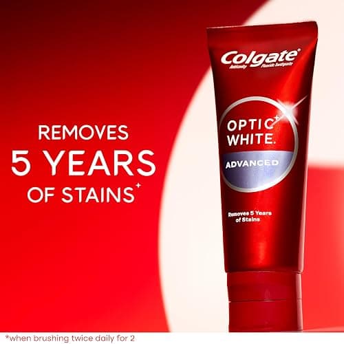 Colgate Optic White Advanced Hydrogen Peroxide Toothpaste, Teeth Whitening Toothpaste Pack, Enamel-Safe Formula, Helps Remove Tea, Coffee, and Wine Stains, Sparkling White, 3 Pack, 3.2 oz thumbnail 2