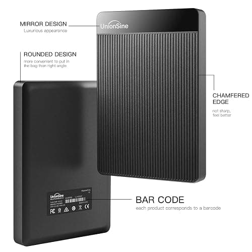 UnionSine Disque Dur Externe Portable 1To Ultra-Mince 2.5" USB 3.0, SATA, Stockage HDD pour PC, Mac, Ordinateur de Bureau, Ordinateur Portable, Wii U, Xbox, PS4 (Noir) HD2510 thumbnail 2