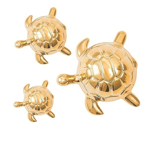 TQUPT Golden Turtle Statue Set,Sculptures Gold Turtle Ornament Ceramic Statue Home Accessories Gold Desk Home Indoor Decorative Collectible Decor or Elders (3 Pieces) - Image 1