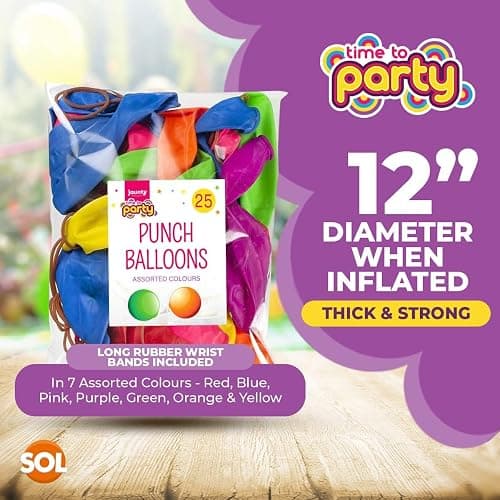 Jaunty Partyware 50x Large Punch Balloons for Kids Ideal Party Bag Fillers - 12 Inch Large Size - Assorted Colours - Fun Children’s Party Ideas - Thick & Strong - Easy to Inflate thumbnail 3