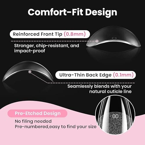Beetles Gel Nail Kit Flat-X, Almond Medium, 320pcs 16 Sizes Nail tips, with 15g Nail Glue Gel Hands-Free, 7.5ml Base Gel & Top Coat, Mini Lamp, for Acrylic Press On Nail, Extension DIY Set at Home thumbnail 4