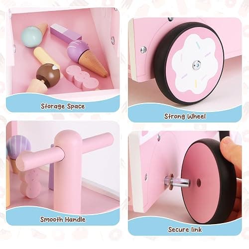 Asweets Wooden Baby Push and Pull Walker with Wheels, Learining Acticity Walker for Boys & Girls, Multiple Activities Center, Develops Motor Skills & Stimulates, 17.3''L x 9.1''W x 18.1''H thumbnail 7