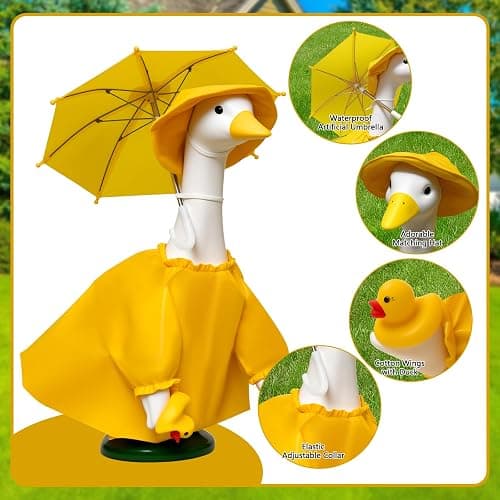JOYANDRO Porches Goose Raincoat Garden Decor,Porches Goose Outfit Dress up for 23 inches Goose Statue,Porches Goose Costumes for Goose Statue 23" Outdoor Goose Clothing for Patio and Yard thumbnail 5