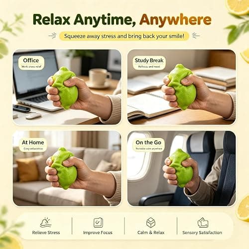 Crunchy Squishy, Slow Rising Squishy Sensory Toys,Stress Relief Fidget Toys | 2PCS Squeezy Squishy Crunchy，ASMR Crunchy Lemon Color Changing Stress Ball, Birthday Gifts &Party Favors thumbnail 5