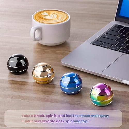 Fidget Spinner Desktop Toys - Kinetic Spinning Ball for Anxiety & ADHD Relief, Optical Illusion Fidget Toys for Adults, Kids, Parents & Friends, Ideal Gift Metal Fidgets for Office & Home thumbnail 8