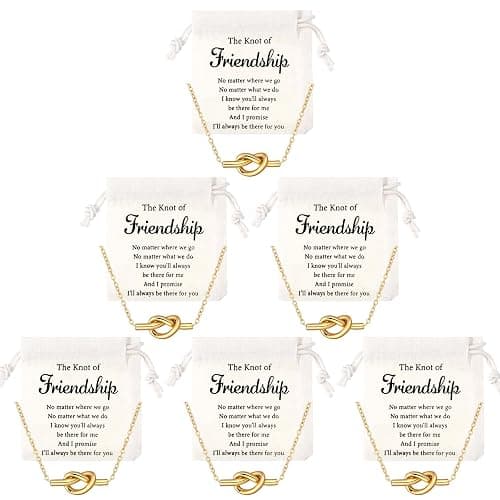 Tondiamo 6 Sets Friendship Necklace for Women Love Knot Necklace with Canvas Drawstring Bags Friendship Graduation Gifts for Her Best Friend and Soul Sister Birthday Gifts - Image 1
