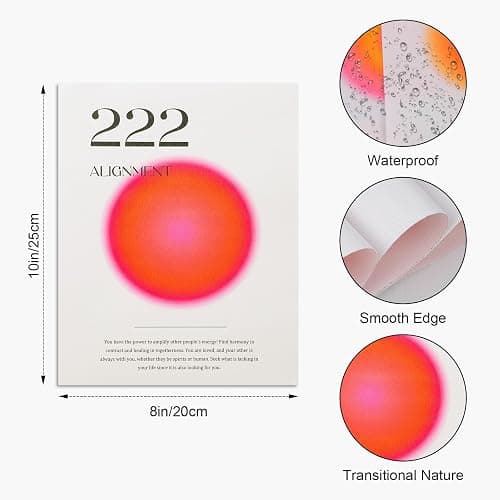 Neekep Angel Number Poster Set of 6, Aesthetic Minimalist Aura Poster with Inspirational Quotes, Aesthetic Posters with Gradient Color for Bedroom Living Room, Study Room, Office, 8 x 10 in (Numbers) thumbnail 3
