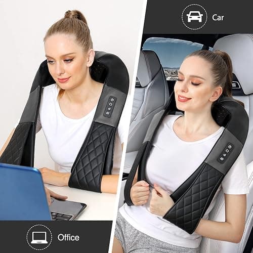Neck Massager with Heat, Shiatsu Back Neck and Shoulder Massager - Gifts for Women/men/Mom/Dad - Electric Deeper Tissue 4D Kneading Massage, Use at Home, Office, Car (Black gray) thumbnail 6